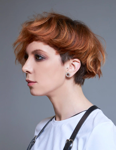 Textured copper pixie haircut